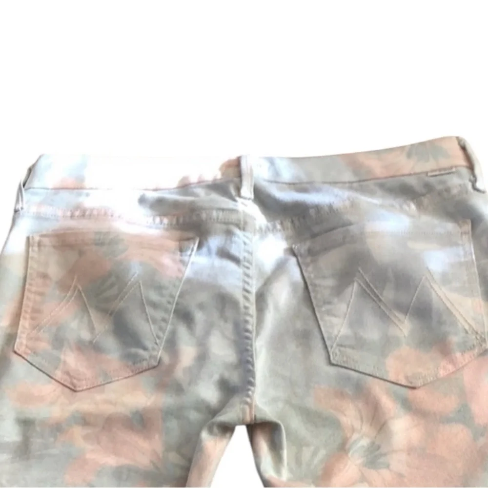 MOTHER JEANS “The Looker” Floral Skinny w/ Racer Stripe in Surf’s Up Size 25